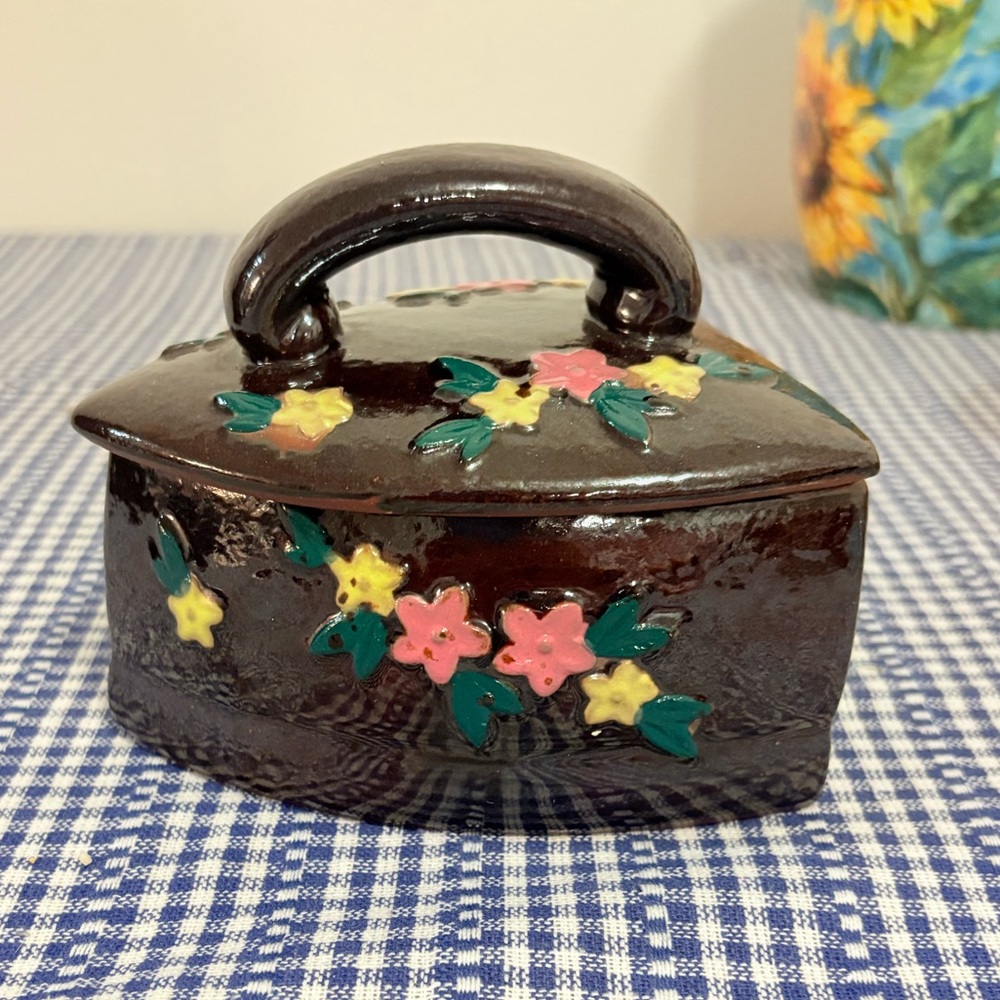 Vintage Japan iron trinket box shaped